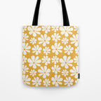 Retro Daisy Pattern - Golden Yellow Tote Bag Gallery Image 1