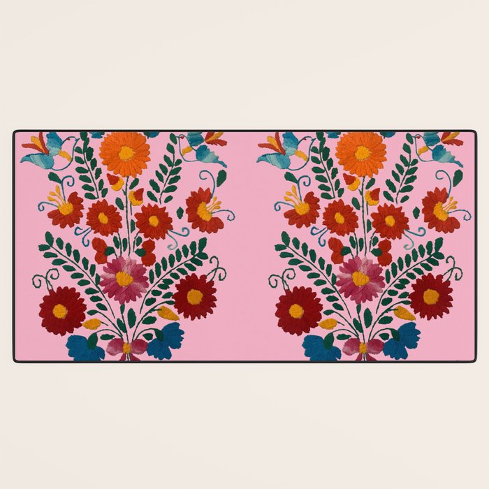 Mexican Blue Birds in Pink Desk Mat Gallery Image 3