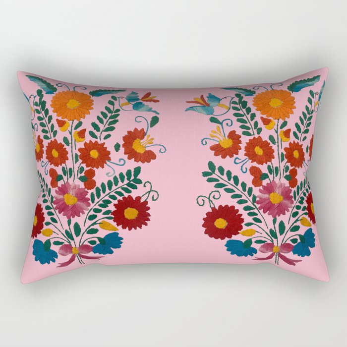 Mexican Blue Birds in Pink Rectangular Pillow Gallery Image 2