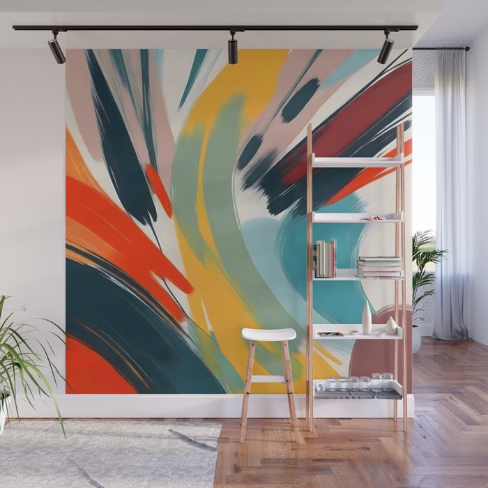 Painted Deliciousness, Spring Colorful Eclectic Bohemian Abstract, Brush Strokes Contemporary Modern Art Wall Mural Gallery Image 1