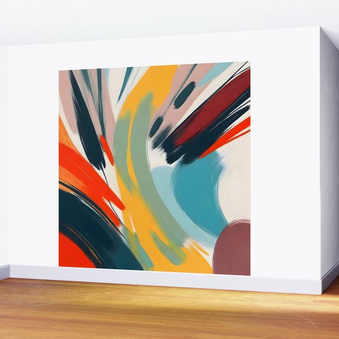 Painted Deliciousness, Spring Colorful Eclectic Bohemian Abstract, Brush Strokes Contemporary Modern Art Wall Mural Gallery Image 2