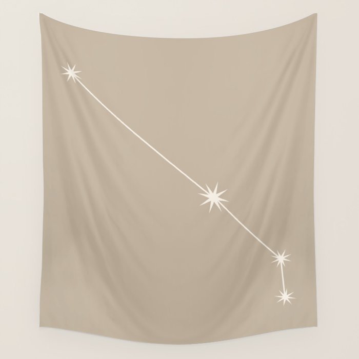 Aries Zodiac Star Constellation Line Art Beige Wall Tapestry Gallery Image 4