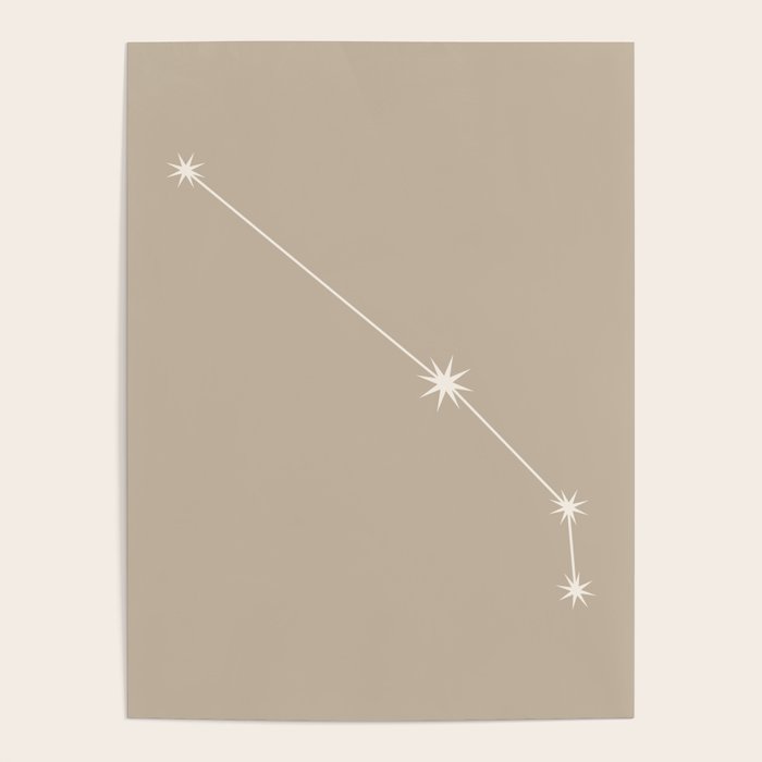 Aries Zodiac Star Constellation Line Art Beige Poster Gallery Image 4