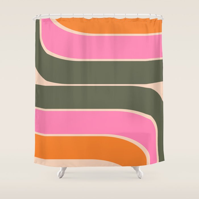 Retro Curve Shower Curtain Gallery Image 1