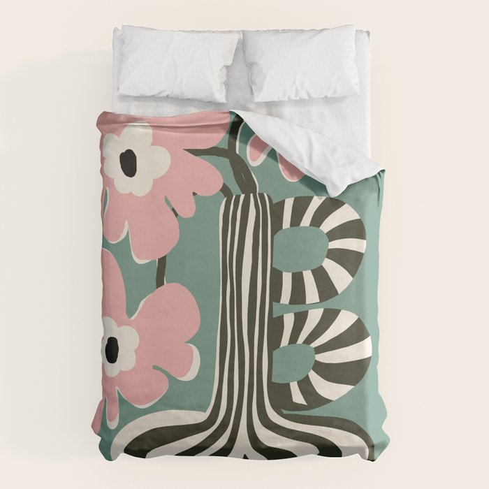 Floral strip  Duvet Cover Gallery Image 1