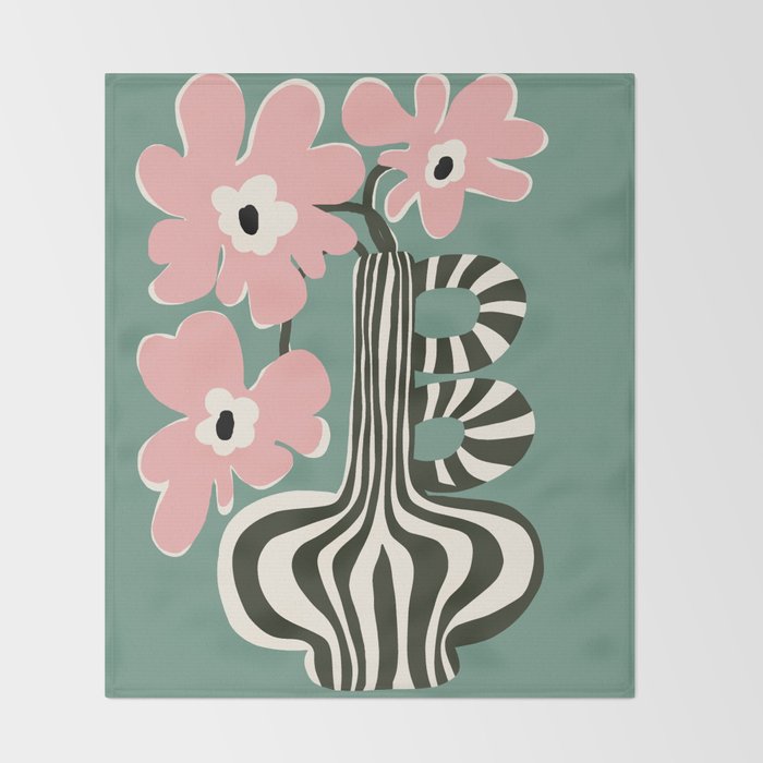 Floral strip  Throw Blanket Gallery Image 2