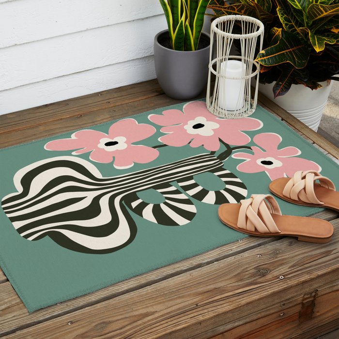 Floral strip  Outdoor Rug Gallery Image 2