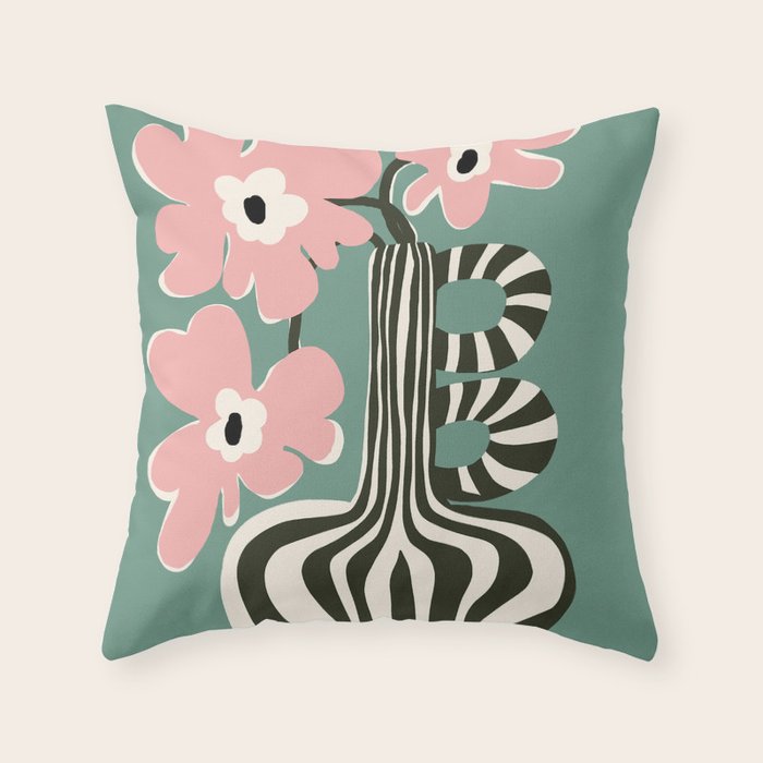 Floral strip  Throw Pillow Gallery Image 1