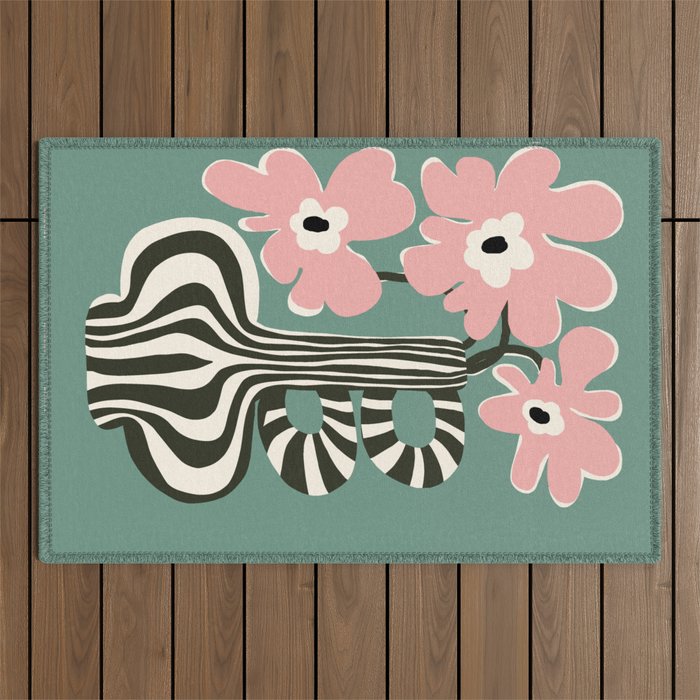 Floral strip  Outdoor Rug Gallery Image 1