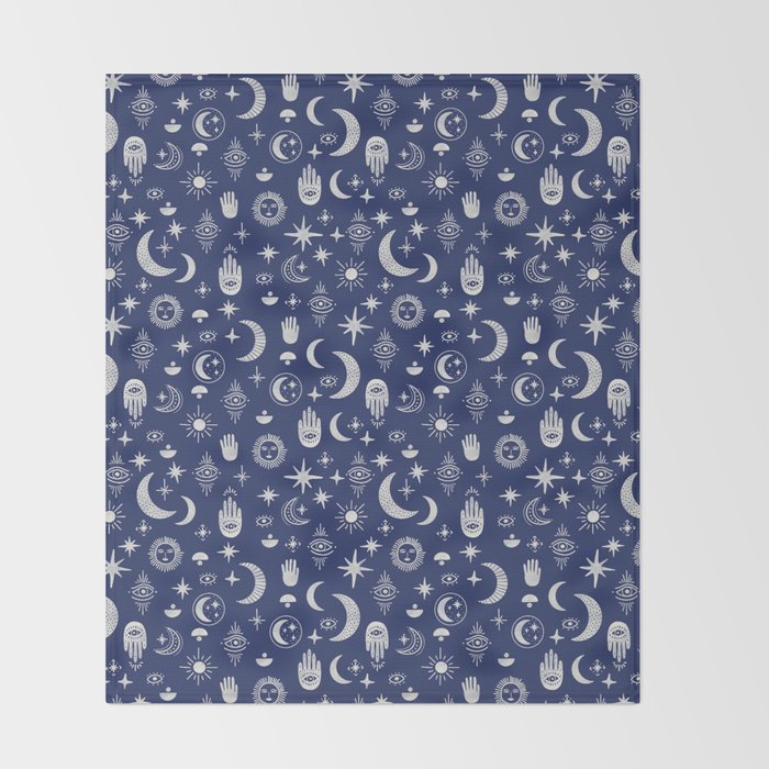 Mystic symbols in the dark sky Throw Blanket Gallery Image 2
