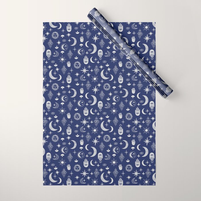 Mystic symbols in the dark sky Wrapping Paper Gallery Image 1
