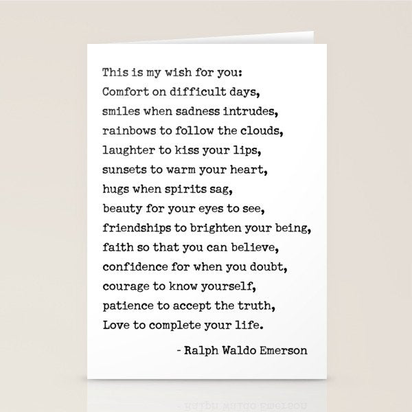 My Wish For You, Ralph Waldo Emerson Quote.  Stationery Card Gallery Image 2