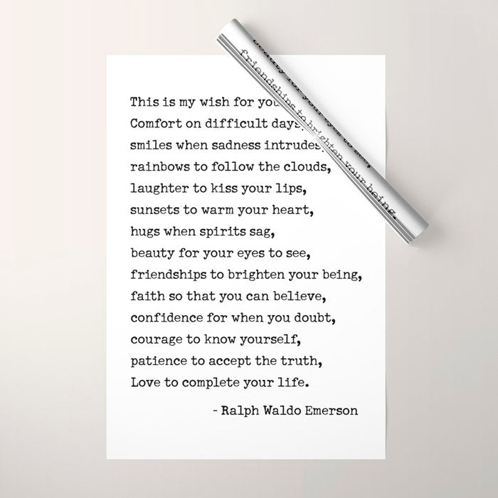 My Wish For You, Ralph Waldo Emerson Quote.  Wrapping Paper Gallery Image 1