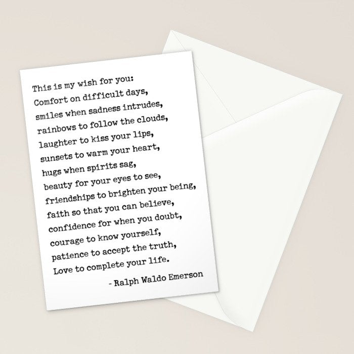 My Wish For You, Ralph Waldo Emerson Quote.  Stationery Card Gallery Image 2