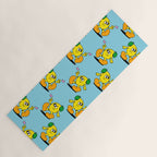 Funny retro lemon cartoon character pattern Yoga Mat Gallery Image 1