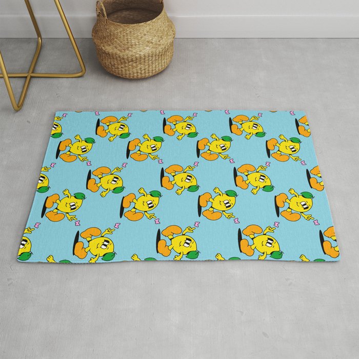 Funny retro lemon cartoon character pattern Rug Gallery Image 1