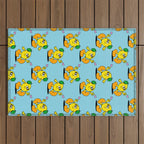 Funny retro lemon cartoon character pattern Outdoor Rug Gallery Image 1