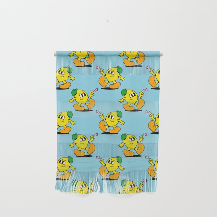 Funny retro lemon cartoon character pattern Wall Hanging Gallery Image 1