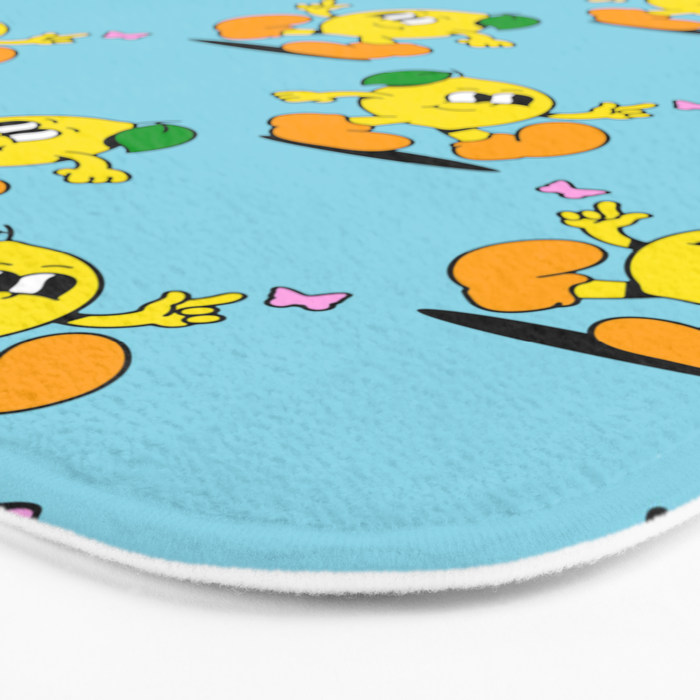 Funny retro lemon cartoon character pattern Bath Mat Gallery Image 3