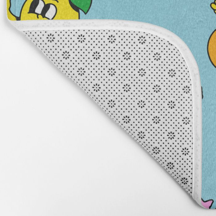 Funny retro lemon cartoon character pattern Bath Mat Gallery Image 2