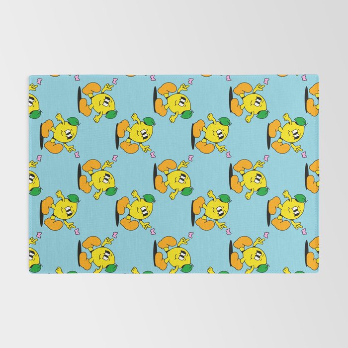 Funny retro lemon cartoon character pattern Rug Gallery Image 2