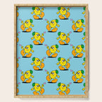 Funny retro lemon cartoon character pattern Serving Tray Gallery Image 1