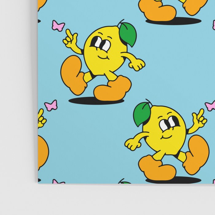 Funny retro lemon cartoon character pattern Poster Gallery Image 3
