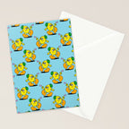 Funny retro lemon cartoon character pattern Stationery Card Gallery Image 2