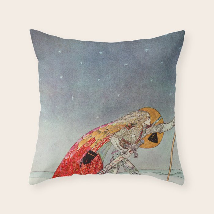 kay nielsen So the man gave her a pair of snow shoes Throw Pillow Gallery Image 1