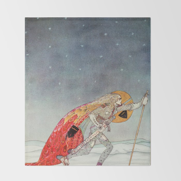 kay nielsen So the man gave her a pair of snow shoes Throw Blanket Gallery Image 2