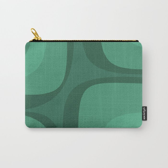 Retro Groove Mid Century Modern Minimal Abstract Emerald Green  Carry All Pouch Gallery Image 1