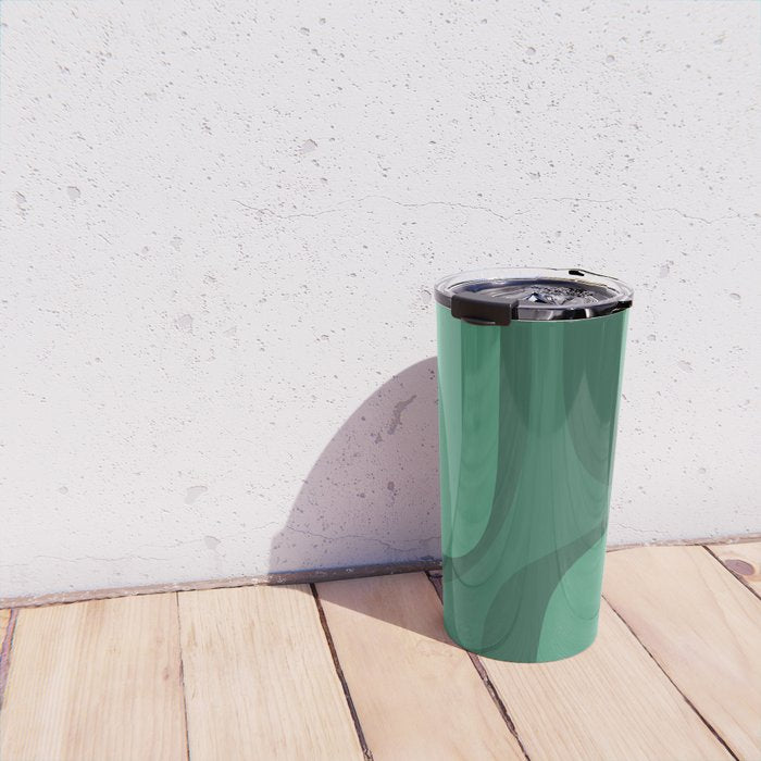 Retro Groove Mid Century Modern Minimal Abstract Emerald Green  Travel Mug Gallery Image 4