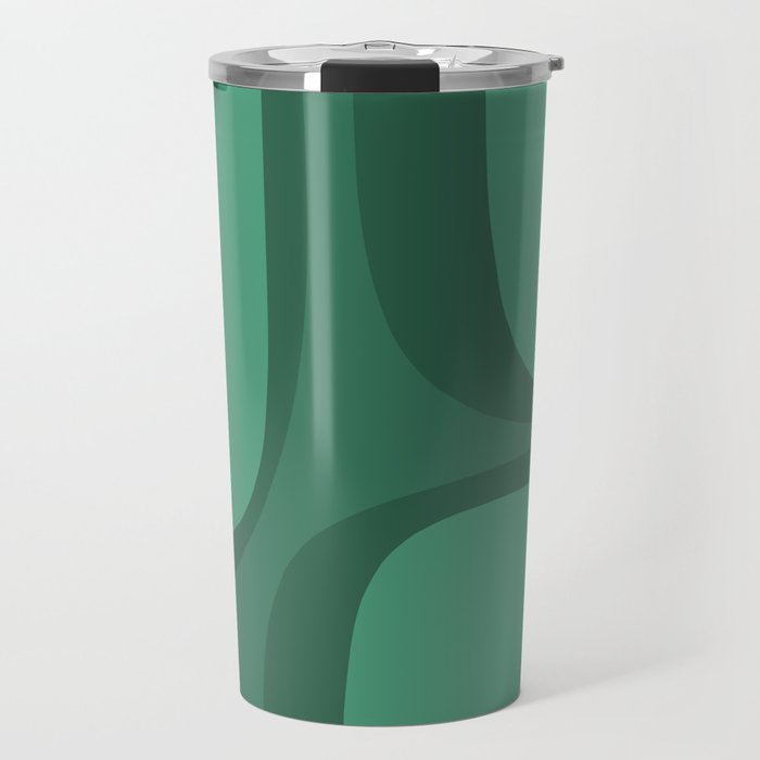 Retro Groove Mid Century Modern Minimal Abstract Emerald Green  Travel Mug Gallery Image 1