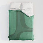 Retro Groove Mid Century Modern Minimal Abstract Emerald Green  Duvet Cover Gallery Image 6