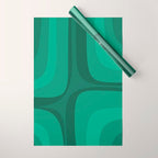 Retro Groove Mid Century Modern Minimal Abstract Emerald Green  Wrapping Paper Gallery Image 1