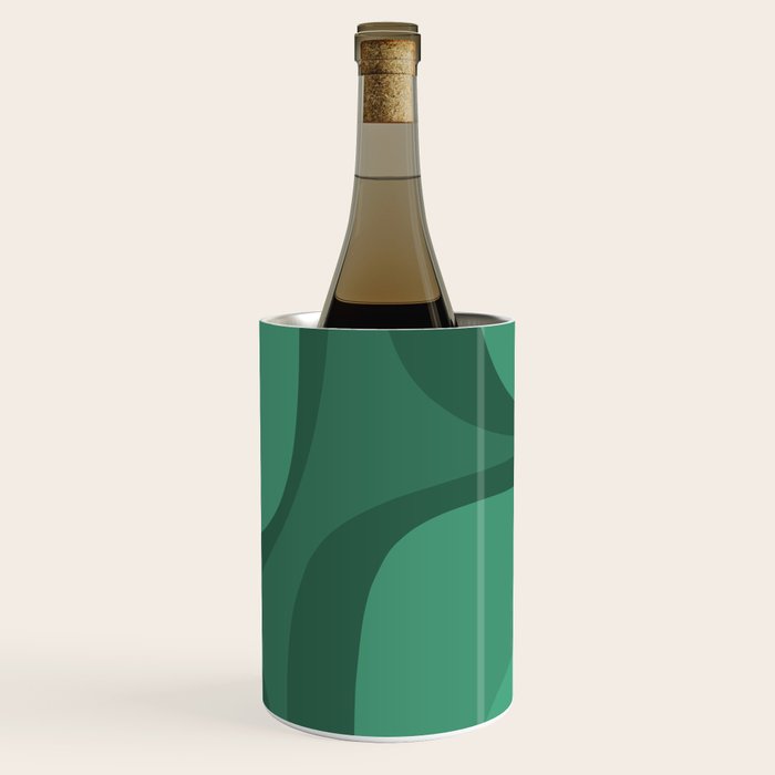 Retro Groove Mid Century Modern Minimal Abstract Emerald Green  Wine Chiller Gallery Image 1