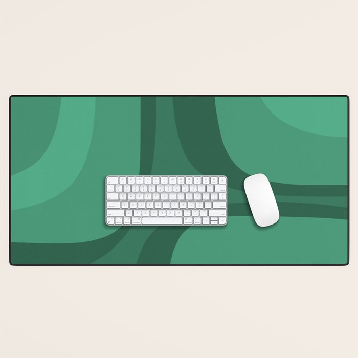Retro Groove Mid Century Modern Minimal Abstract Emerald Green  Desk Mat Gallery Image 1