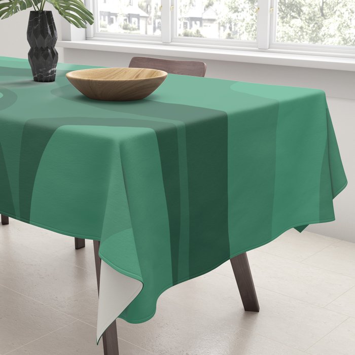 Retro Groove Mid Century Modern Minimal Abstract Emerald Green  Tablecloth Gallery Image 3