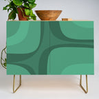 Retro Groove Mid Century Modern Minimal Abstract Emerald Green  Credenza Gallery Image 1