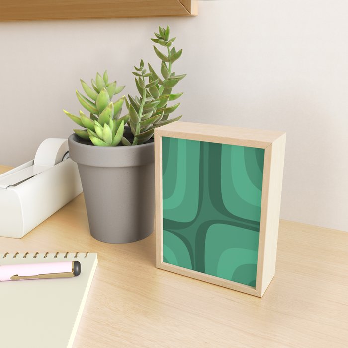 Retro Groove Mid Century Modern Minimal Abstract Emerald Green  Mini Art Print Gallery Image 2