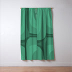 Retro Groove Mid Century Modern Minimal Abstract Emerald Green  Window Curtain Gallery Image 3