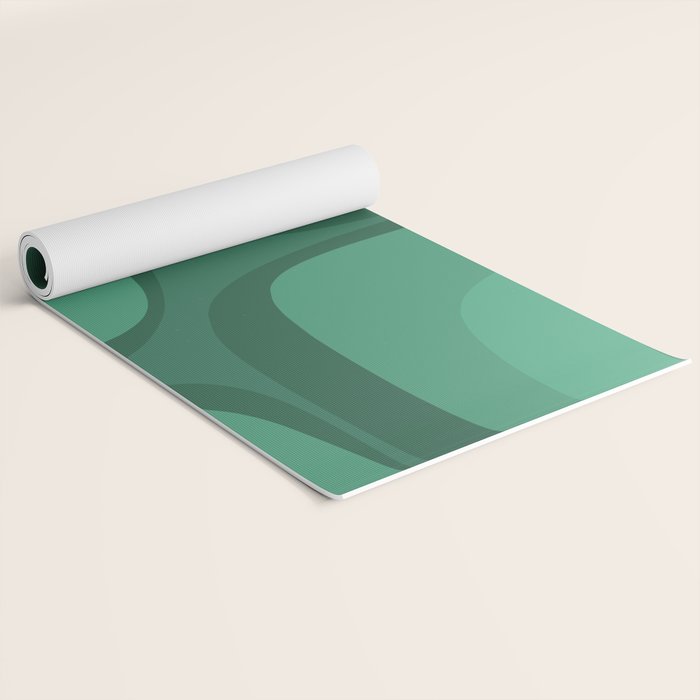 Retro Groove Mid Century Modern Minimal Abstract Emerald Green  Yoga Mat Gallery Image 2