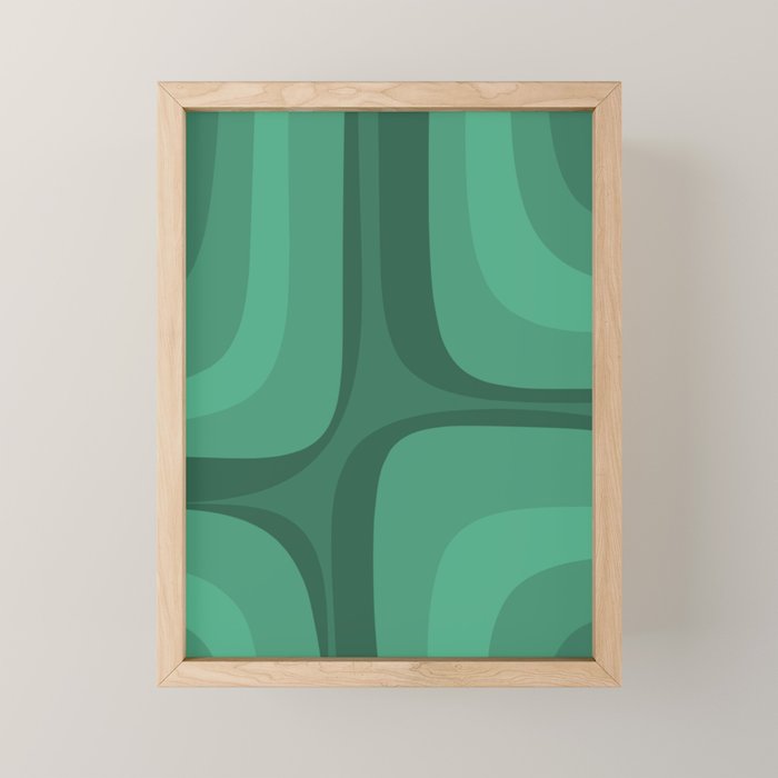 Retro Groove Mid Century Modern Minimal Abstract Emerald Green  Mini Art Print Gallery Image 1