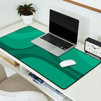 Retro Groove Mid Century Modern Minimal Abstract Emerald Green  Desk Mat Gallery Image 2
