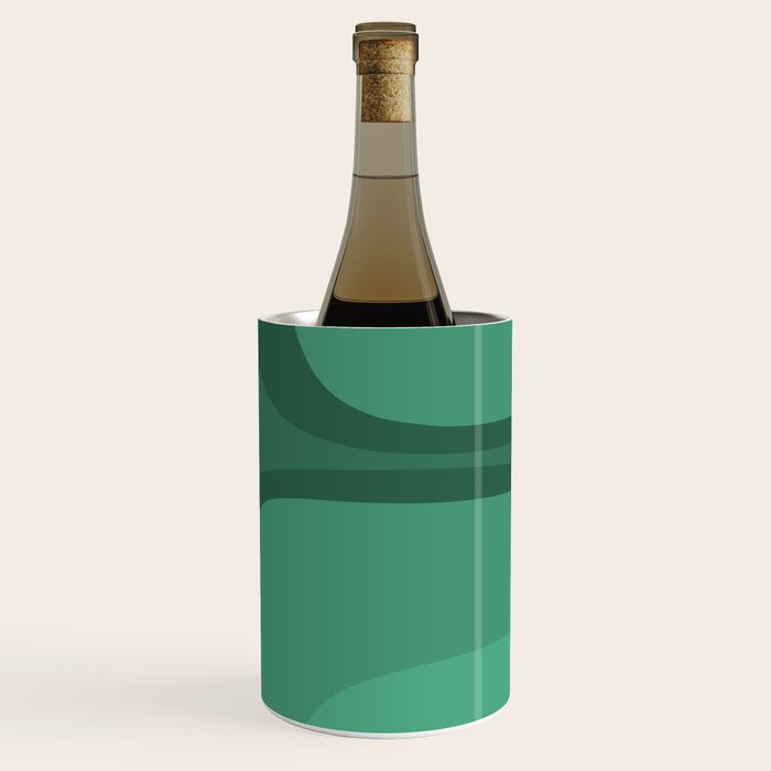 Retro Groove Mid Century Modern Minimal Abstract Emerald Green  Wine Chiller Gallery Image 3