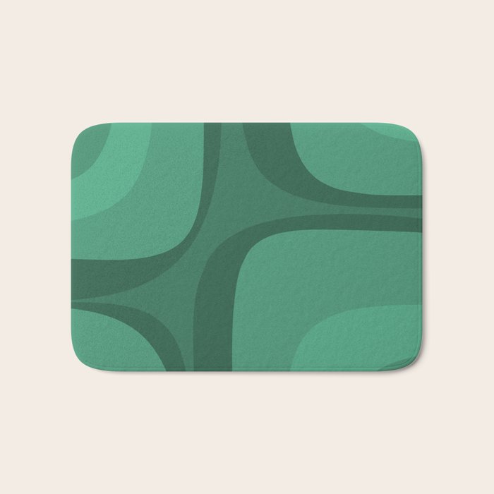 Retro Groove Mid Century Modern Minimal Abstract Emerald Green  Bath Mat Gallery Image 1