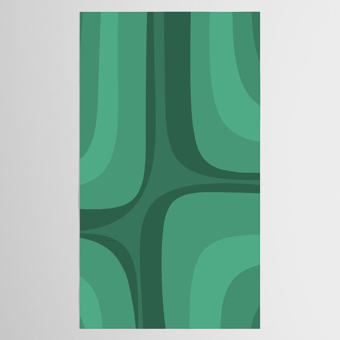 Retro Groove Mid Century Modern Minimal Abstract Emerald Green  Tablecloth Gallery Image 2