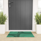 Retro Groove Mid Century Modern Minimal Abstract Emerald Green  Welcome Mat Gallery Image 3
