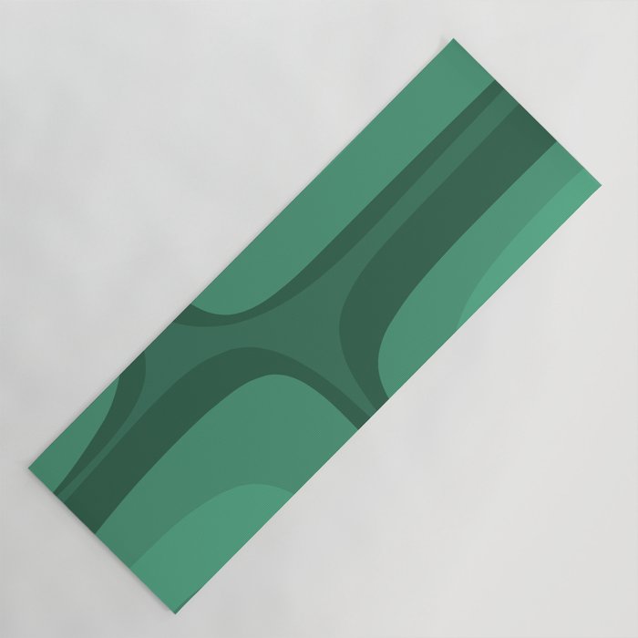 Retro Groove Mid Century Modern Minimal Abstract Emerald Green  Yoga Mat Gallery Image 1