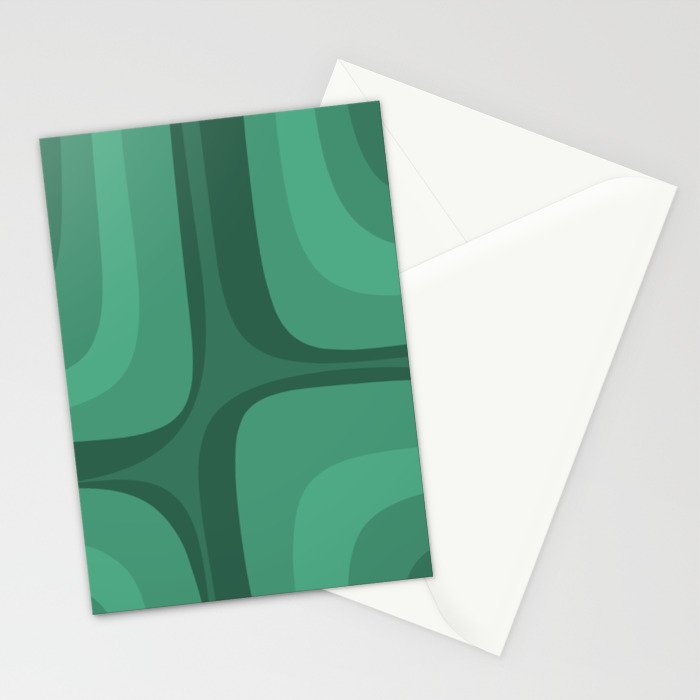 Retro Groove Mid Century Modern Minimal Abstract Emerald Green  Stationery Card Gallery Image 2